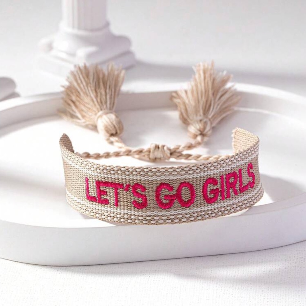Khaki Let’s Go Girls Woven Bracelet
